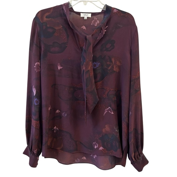 Wilfred 100% Silk Purple Long Sleeve Tie Front Blouse - Picture 1 of 7